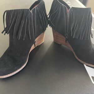 Black Fringe Ankle Boots